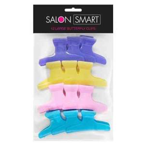 Salon Smart Pastel Butterfly Hair Clips Large 12pk