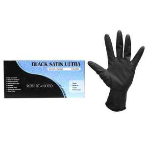 Robert De Soto Black Satin Reusable Gloves Medium 10pk